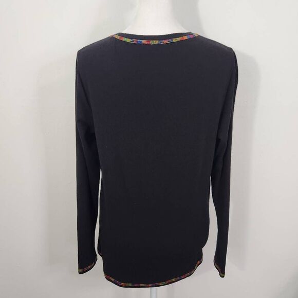 Laurie Felt Black Long Sleeve Tee with Rainbow Stitching Size XXS - Picture 4 of 7